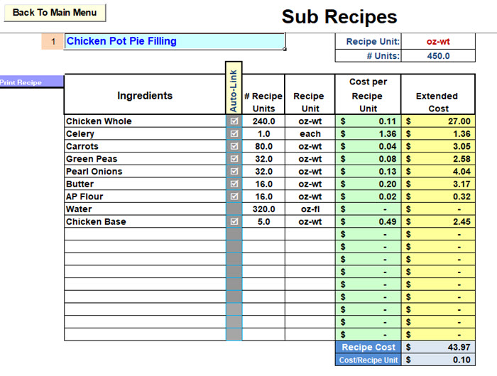 Free Recipe Costing Template Excel Download